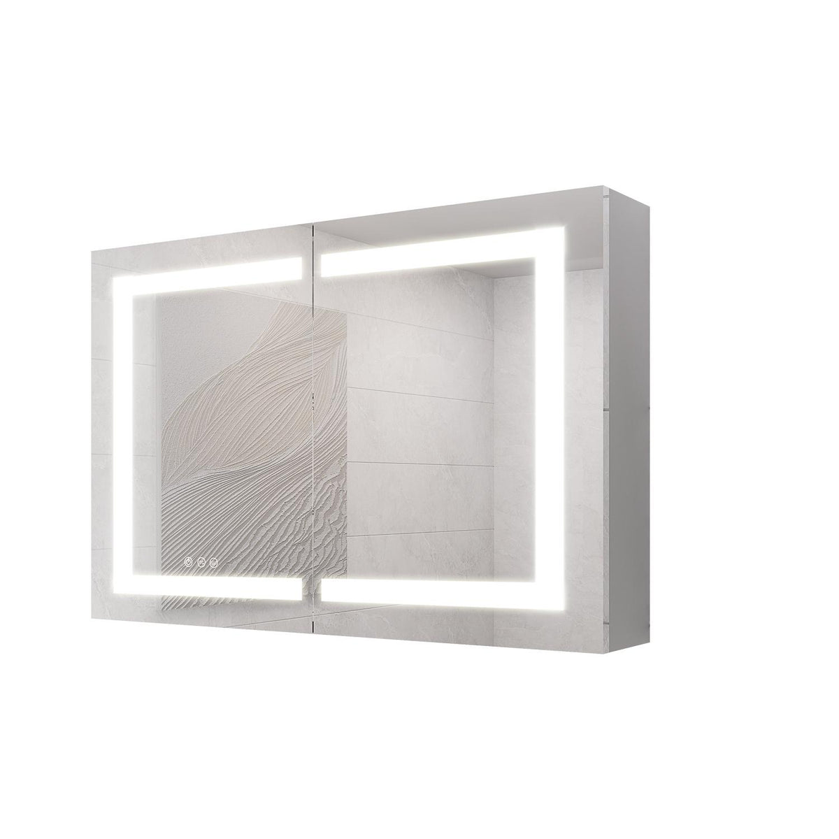 36" Silver Glass Wall Mounted No Textural Detailing Double Door Medicine Cabinet - HomeRoots - Flyclothing LLC