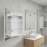 20" Silver Glass Wall Mounted No Textural Detailing Single Door Medicine Cabinet - HomeRoots - Flyclothing LLC