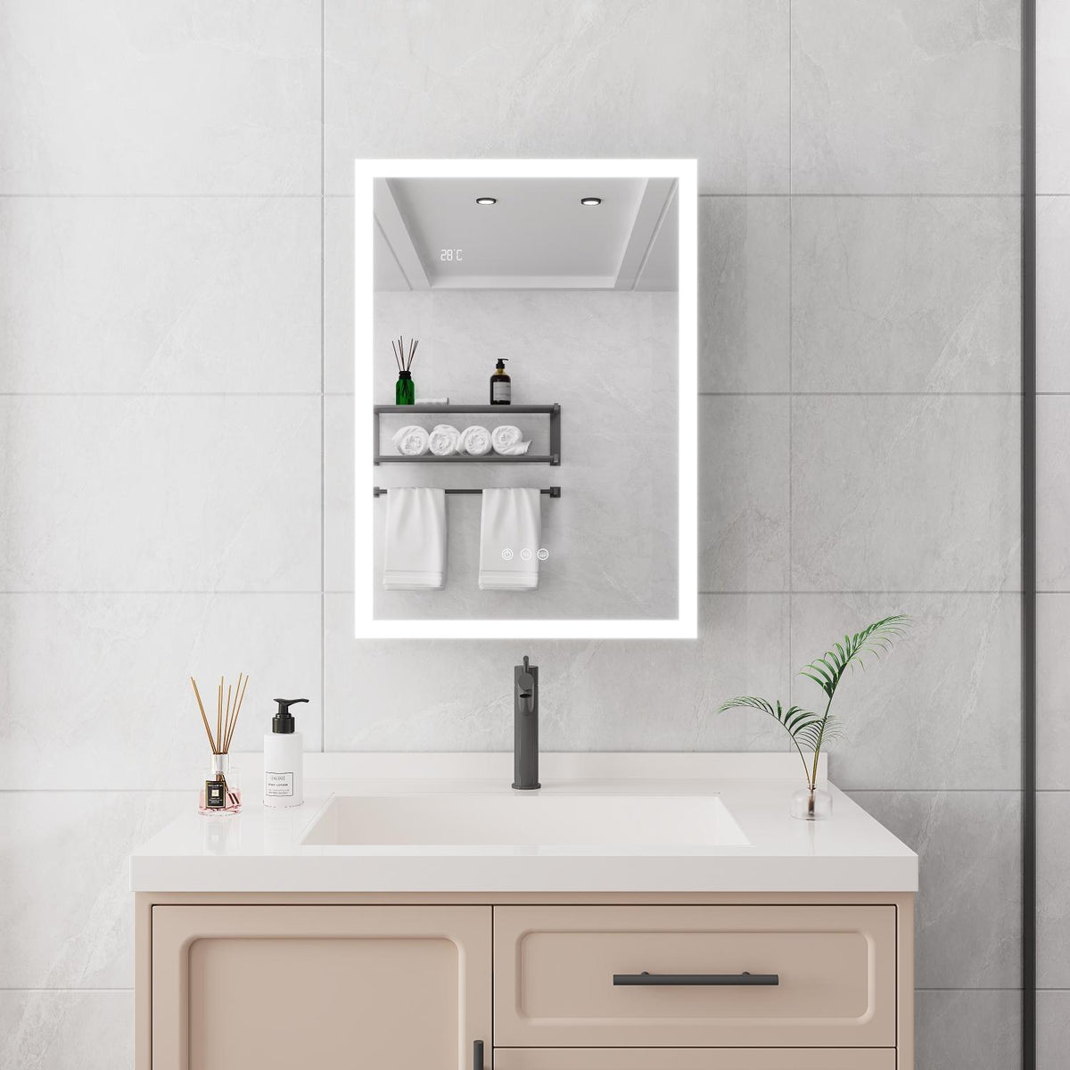 20" Silver Glass Wall Mounted No Textural Detailing Single Door Medicine Cabinet - HomeRoots - Flyclothing LLC