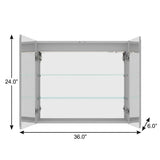 36" Silver Glass Wall Mounted No Textural Detailing Double Door Medicine Cabinet - HomeRoots - Flyclothing LLC
