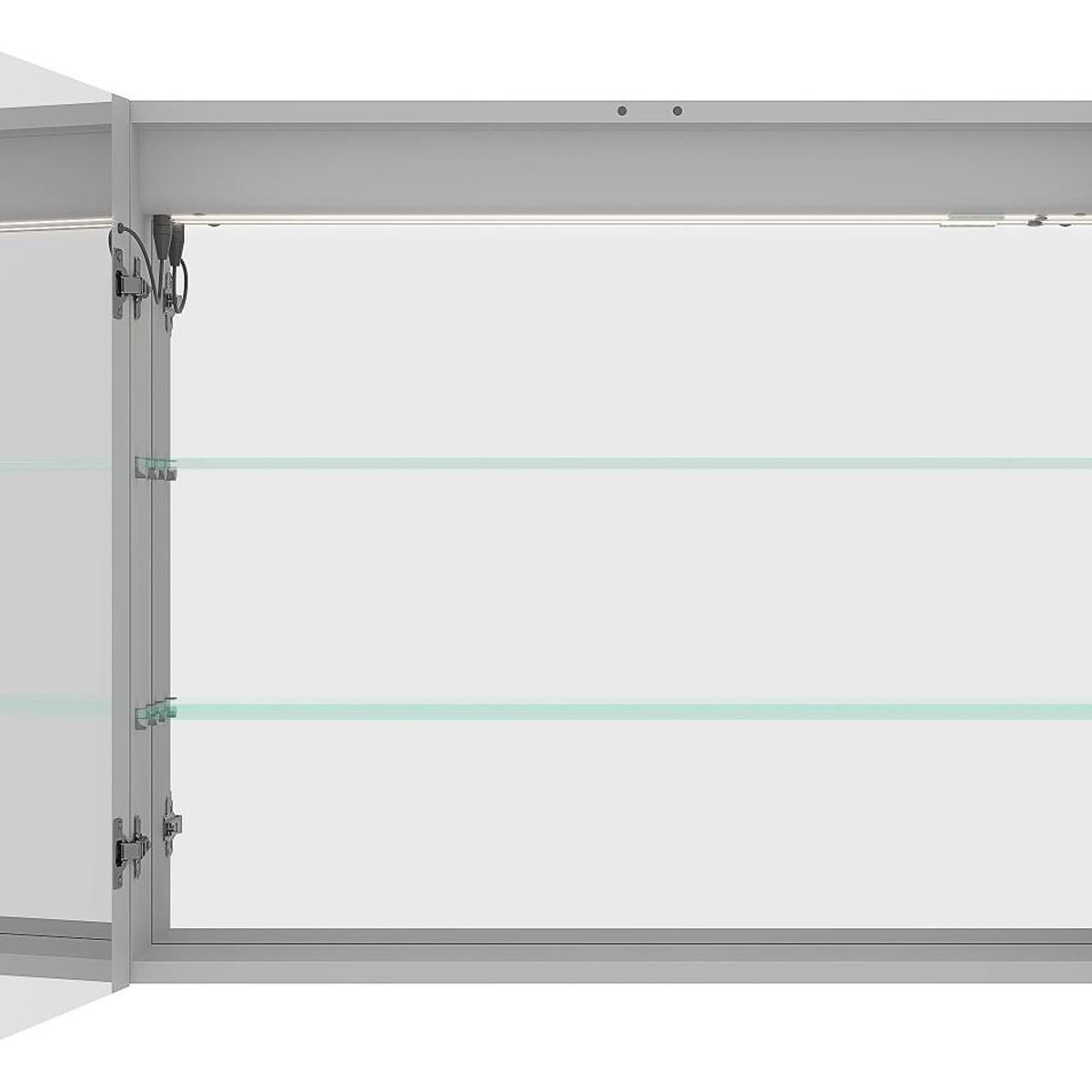 36" Silver Glass Wall Mounted No Textural Detailing Double Door Medicine Cabinet - HomeRoots - Flyclothing LLC