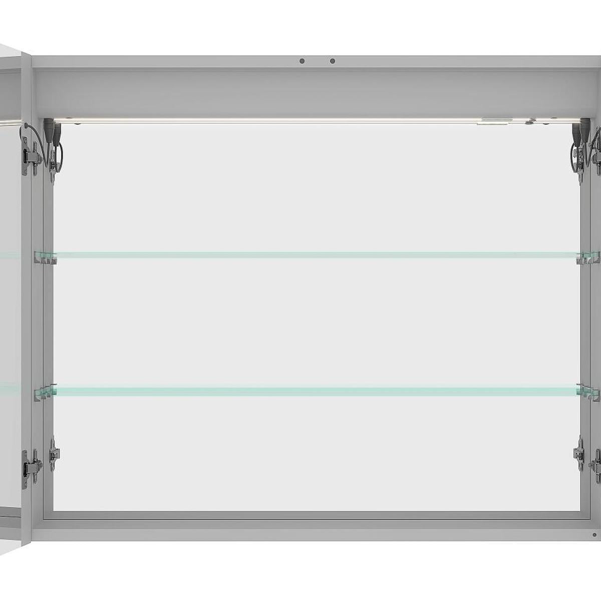 36" Silver Glass Wall Mounted No Textural Detailing Double Door Medicine Cabinet - HomeRoots - Flyclothing LLC