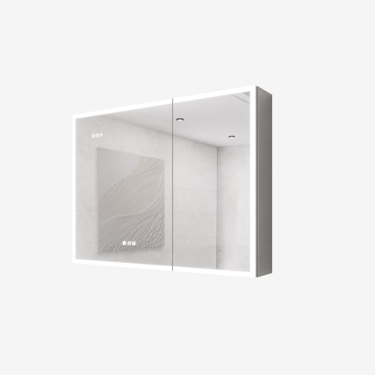36" Silver Glass Wall Mounted No Textural Detailing Double Door Medicine Cabinet - HomeRoots - Flyclothing LLC
