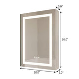 20" Silver Glass Wall Mounted No Textural Detailing Double Door Medicine Cabinet - HomeRoots - Flyclothing LLC
