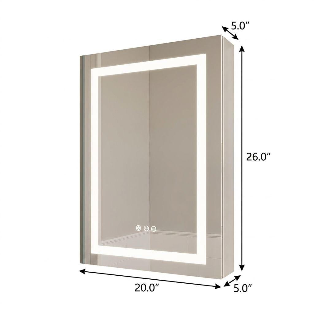 20" Silver Glass Wall Mounted No Textural Detailing Double Door Medicine Cabinet - HomeRoots - Flyclothing LLC