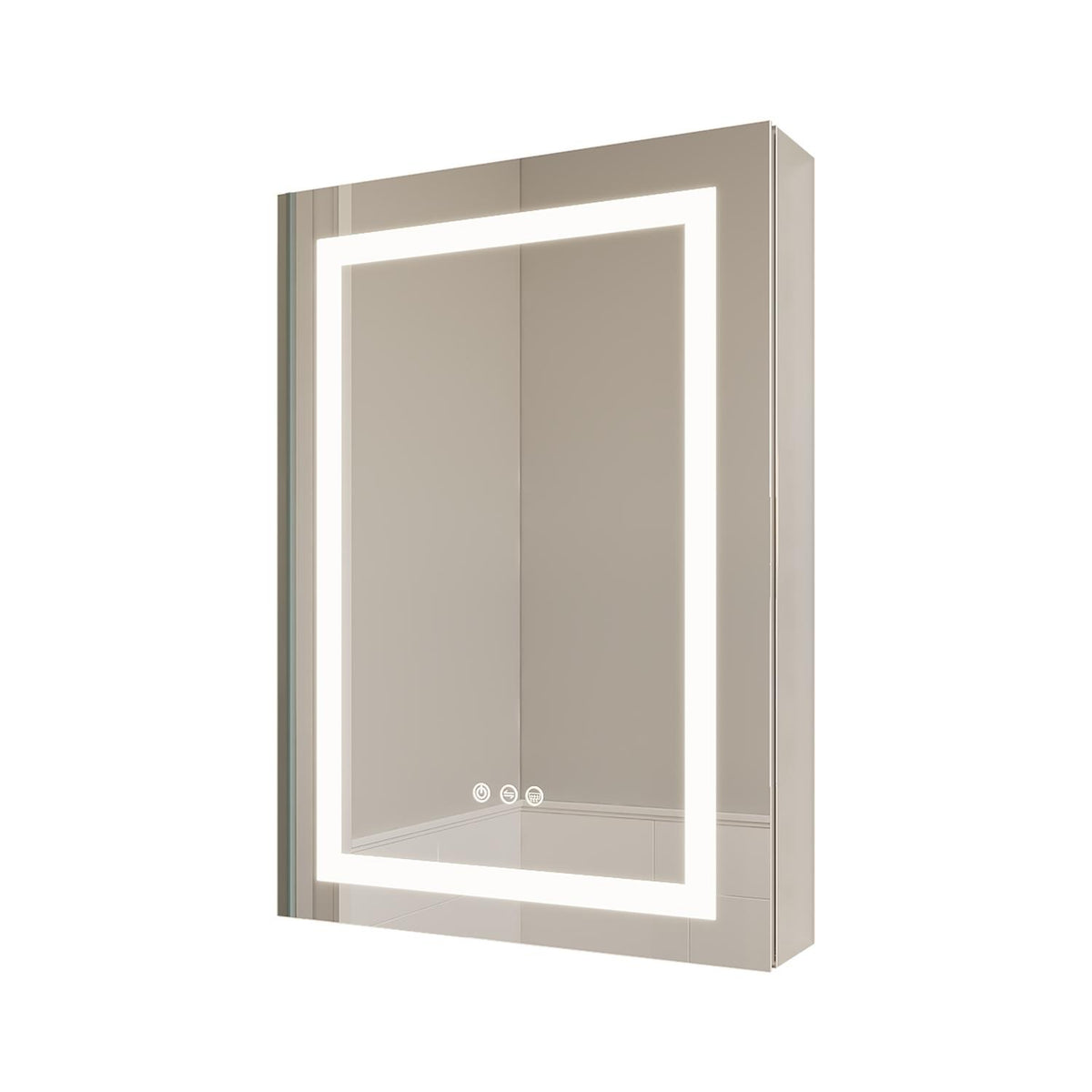 20" Silver Glass Wall Mounted No Textural Detailing Double Door Medicine Cabinet - HomeRoots - Flyclothing LLC
