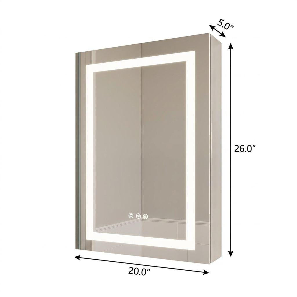 20" Silver Glass Wall Mounted No Textural Detailing Single Door Medicine Cabinet - HomeRoots - Flyclothing LLC