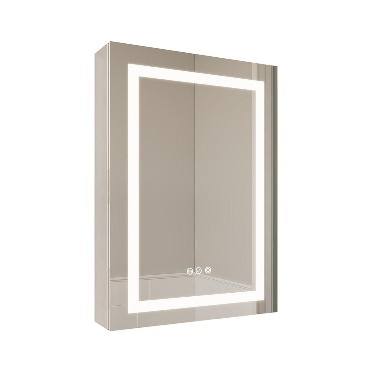 20" Silver Glass Wall Mounted No Textural Detailing Single Door Medicine Cabinet - HomeRoots - Flyclothing LLC