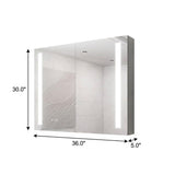 36" Silver Glass Wall Mounted No Textural Detailing Double Door Medicine Cabinet - HomeRoots - Flyclothing LLC