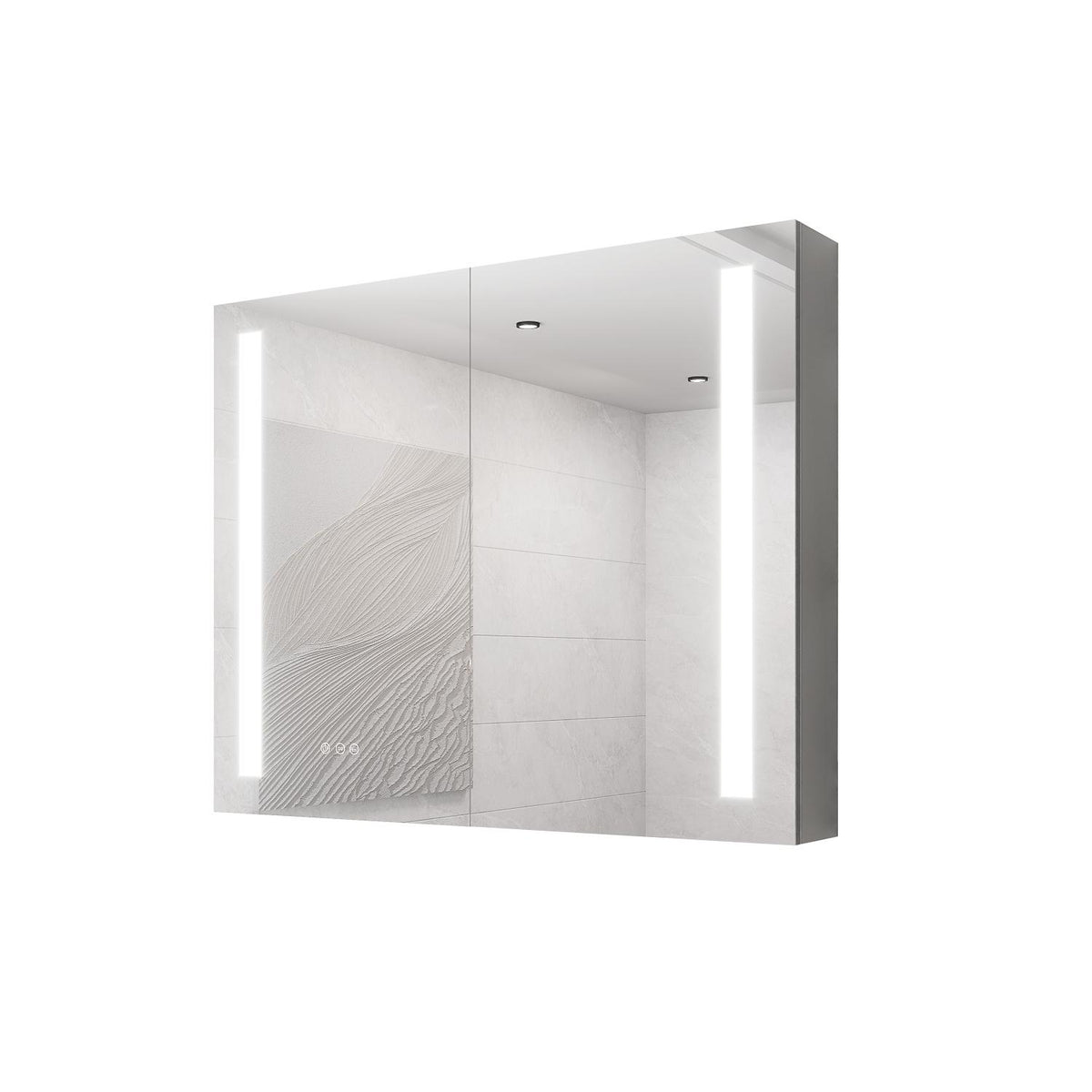 36" Silver Glass Wall Mounted No Textural Detailing Double Door Medicine Cabinet - HomeRoots - Flyclothing LLC
