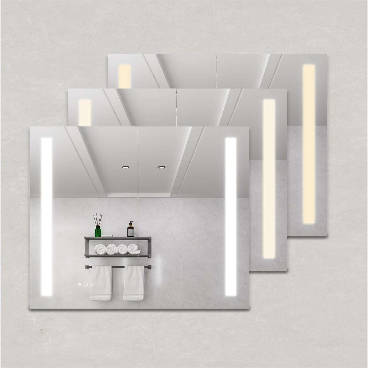 36" Silver Glass Wall Mounted No Textural Detailing Double Door Medicine Cabinet - HomeRoots - Flyclothing LLC