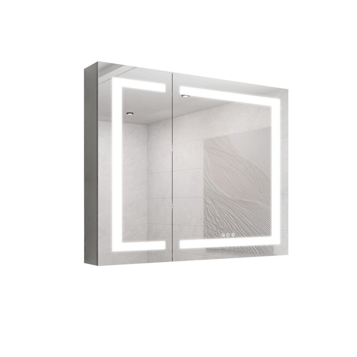 36" Silver Glass Wall Mounted No Textural Detailing Double Door Medicine Cabinet - HomeRoots - Flyclothing LLC