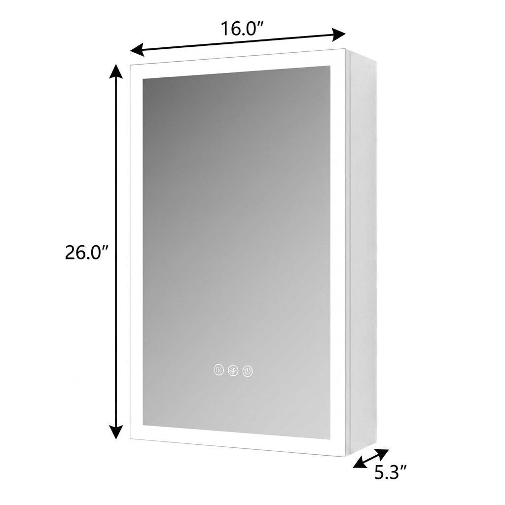 16" Silver Glass Wall Mounted No Textural Detailing Single Door Medicine Cabinet - HomeRoots - Flyclothing LLC