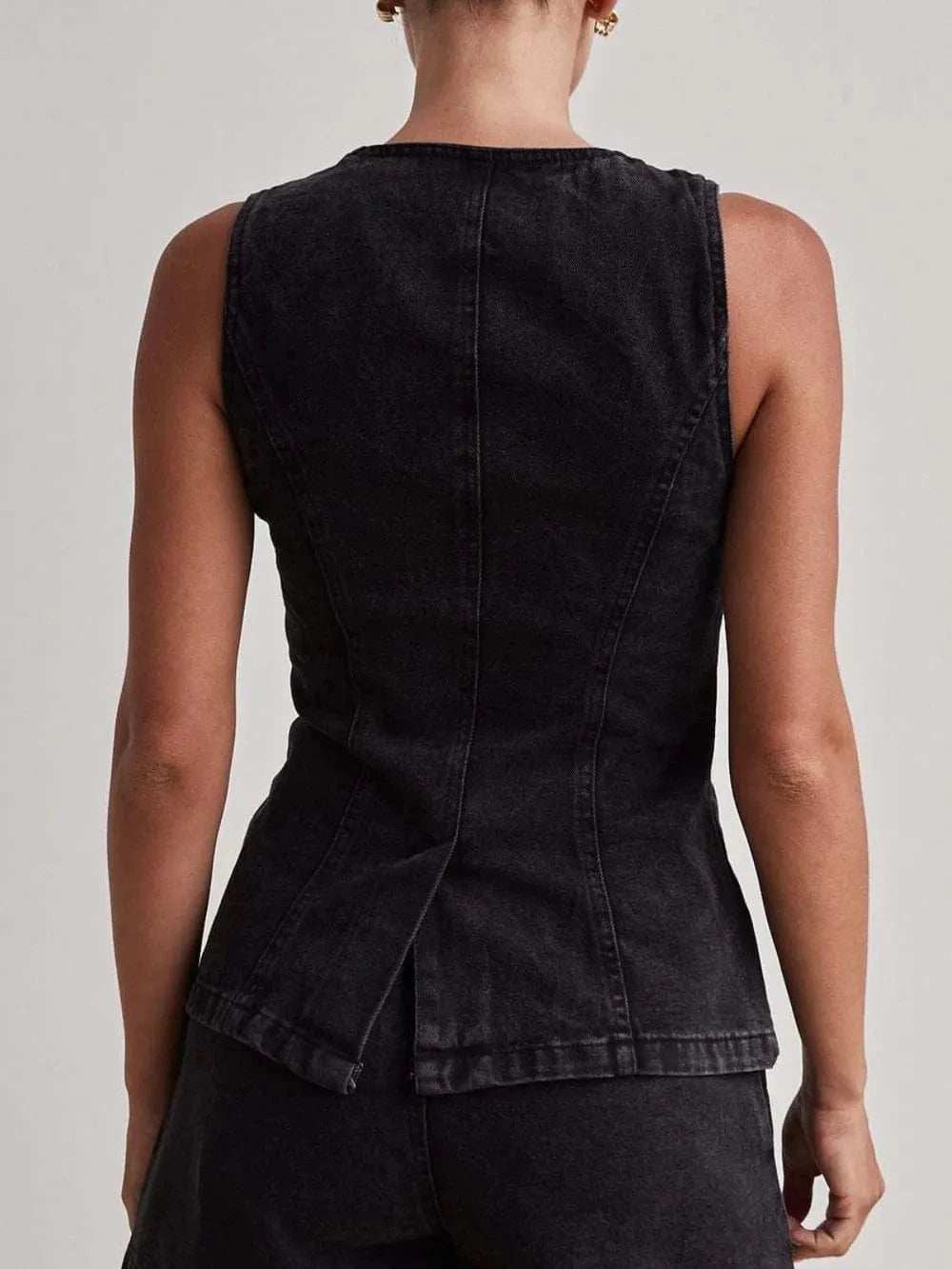 Button Down Denim Vest - Trendsi - Flyclothing LLC