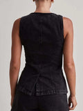Button Down Denim Vest - Trendsi - Flyclothing LLC