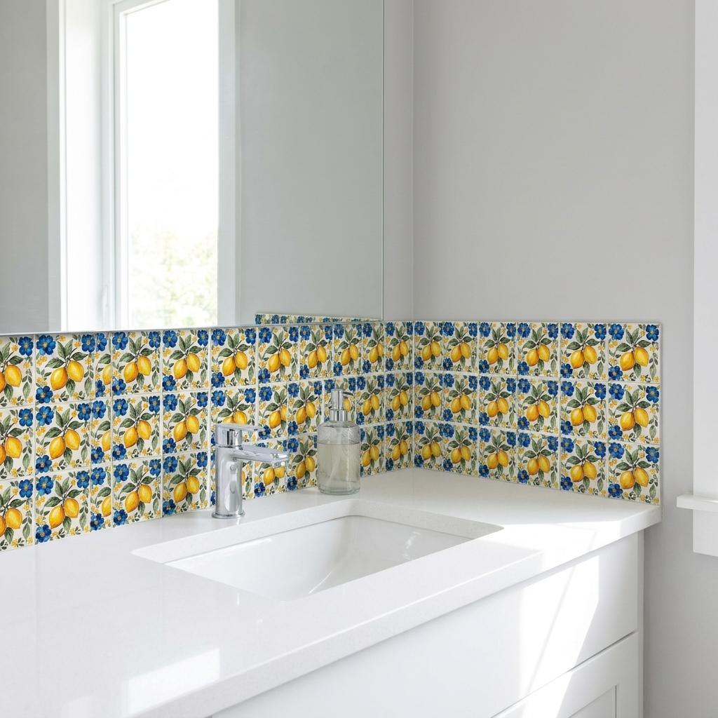 4" x 4" Yellow Vinyl Arabesque Peel And Stick Removable Tiles - HomeRoots - Flyclothing LLC