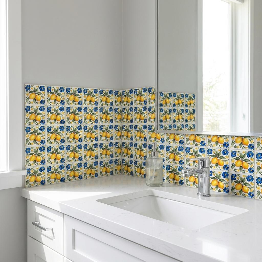 5" x 5" Yellow Vinyl Arabesque Peel And Stick Removable Tiles - HomeRoots - Flyclothing LLC
