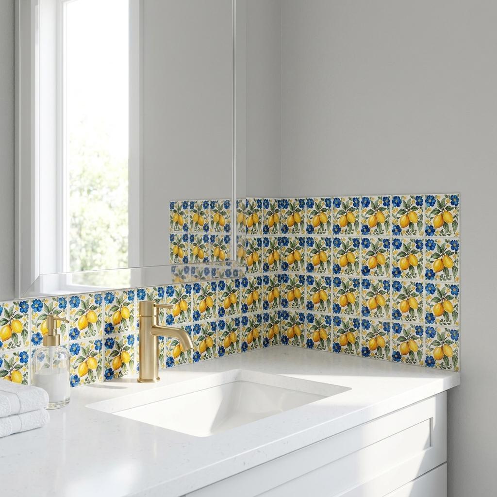 6" x 6" Yellow Vinyl Arabesque Peel And Stick Removable Tiles - HomeRoots - Flyclothing LLC