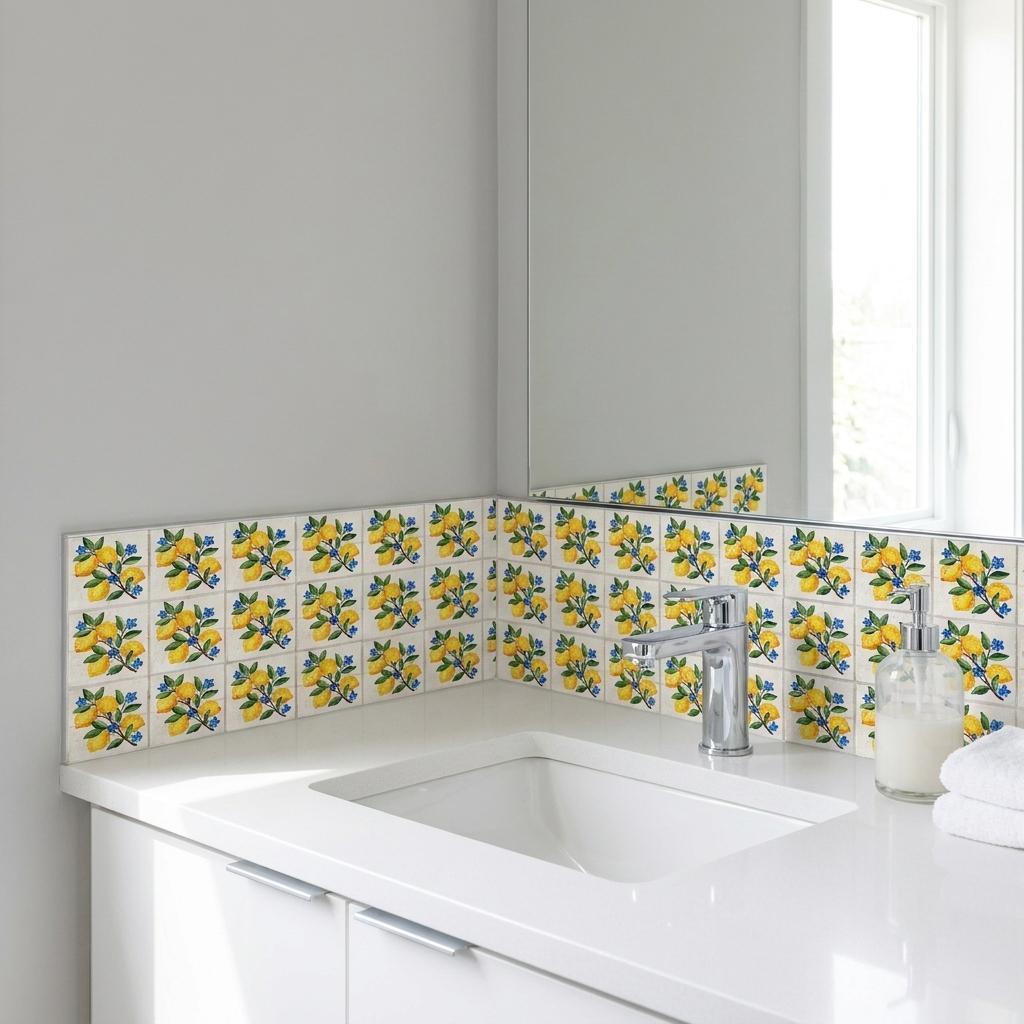 6" x 6" Yellow Vinyl Arabesque Peel And Stick Removable Tiles - HomeRoots - Flyclothing LLC