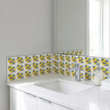 6" x 6" Yellow Vinyl Arabesque Peel And Stick Removable Tiles - HomeRoots - Flyclothing LLC