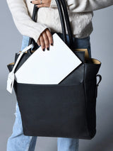 Midnight Elegance Noir Shopper Tote - Classy Leather Bags - Flyclothing LLC