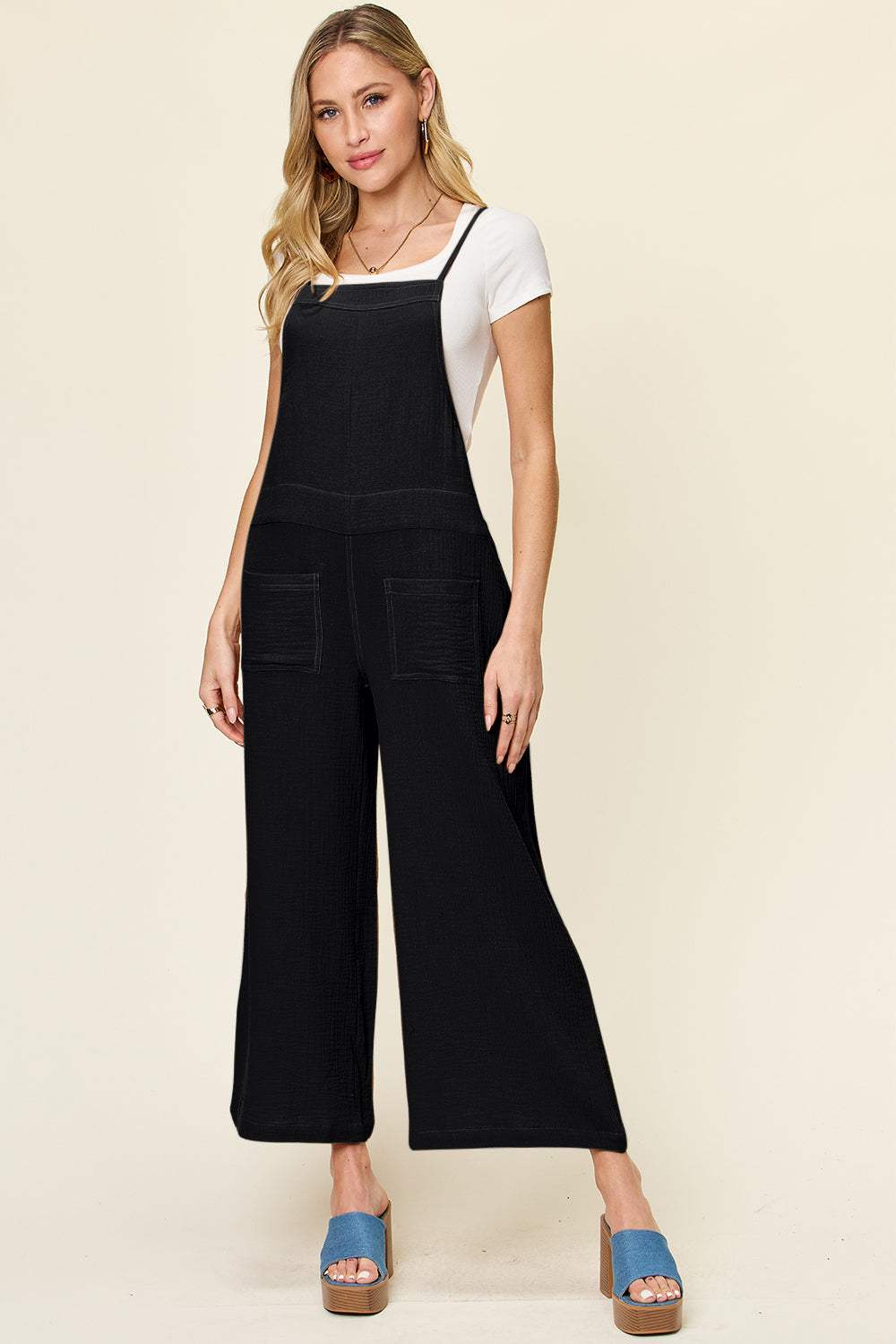 Double Take Full Size Texture Sleeveless Wide Leg Overall - Trendsi - Flyclothing LLC