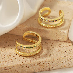 Gold-Plated Czech Diamond Double-Layered Ring - Trendsi
