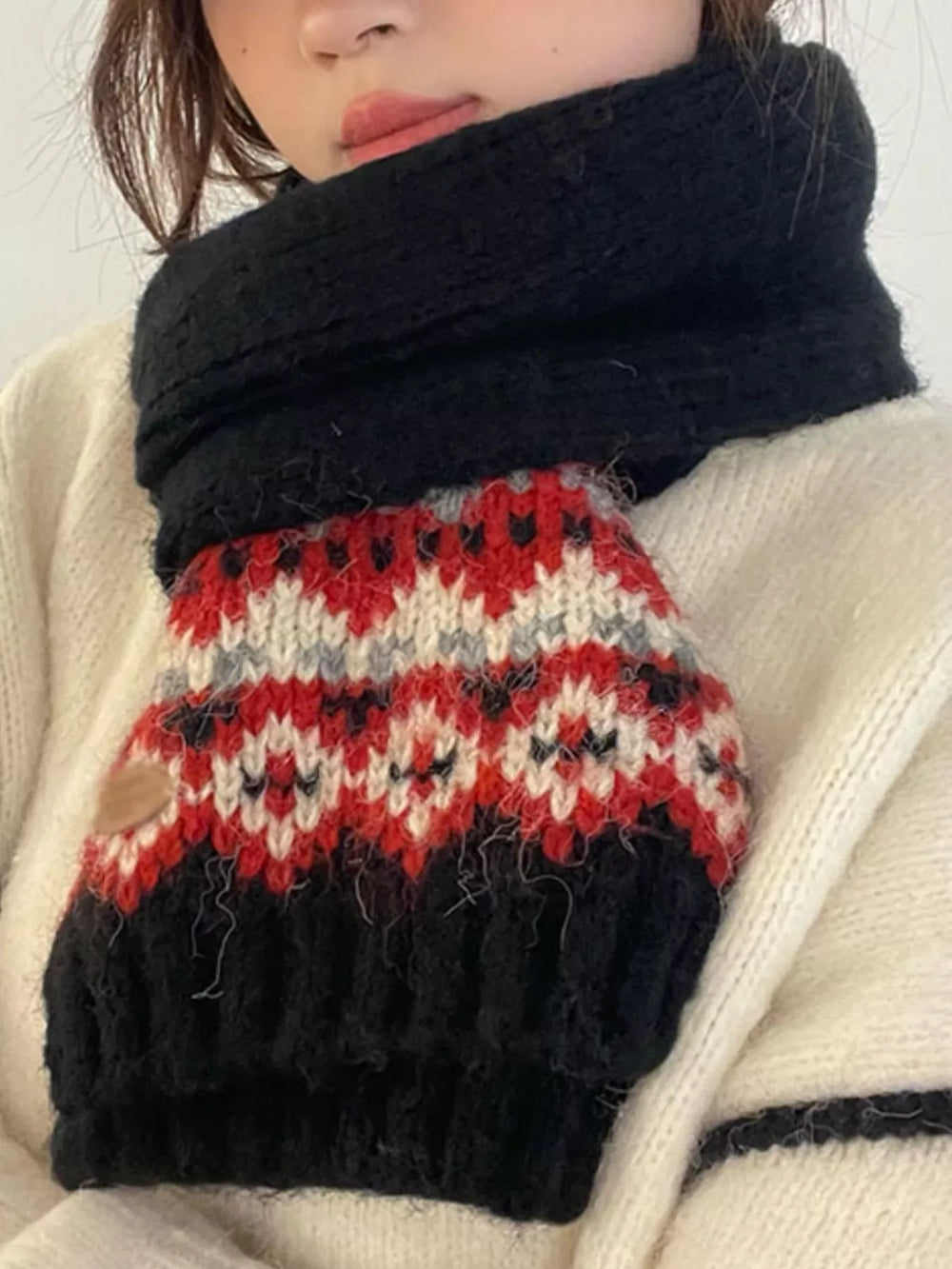 Nordic Pattern Knitted Winter Scarf - Trendsi - Flyclothing LLC
