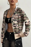 Pocketed Camouflage Zip Up Hooded Jacket - Trendsi