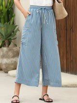 Contrast Striped Wide leg Pants - Trendsi - Flyclothing LLC