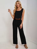 Square Neck Tank and Wide Leg Pants Set - Trendsi - Flyclothing LLC