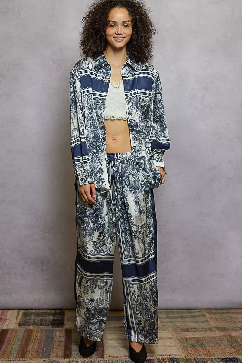 POL Floral Printed Woven Wide Leg Drawstring Pants - Trendsi - Flyclothing LLC