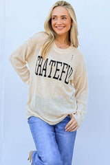 And The Why GRATEFUL Long Sleeve Knit Top - Trendsi - Flyclothing LLC