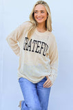 And The Why GRATEFUL Long Sleeve Knit Top - Trendsi - Flyclothing LLC