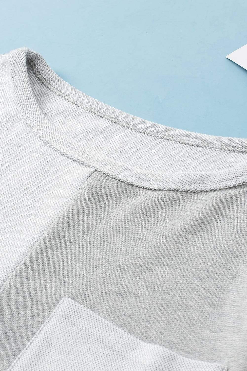 Color Block Double Chest Pocket Boat Neck Top - Trendsi - Flyclothing LLC