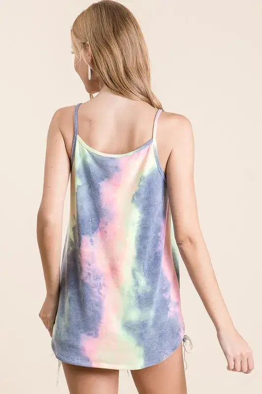 BiBi Tie Dye Terry Camisole with Caged Neck - Trendsi - Flyclothing LLC