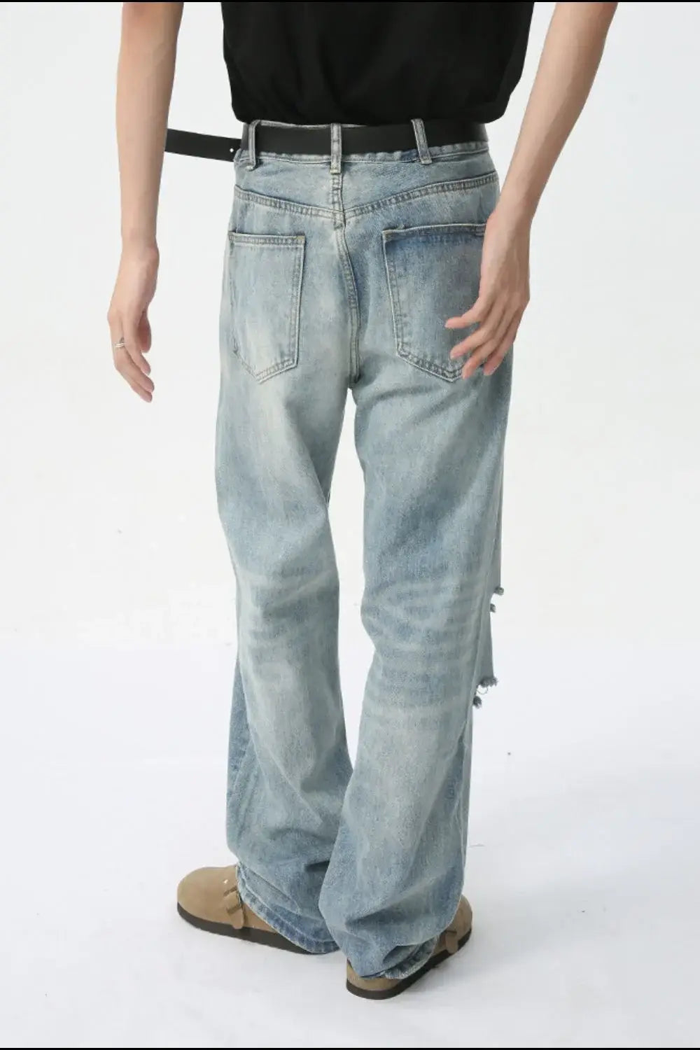 Distressed Wide Leg Jeans - Trendsi - Flyclothing LLC