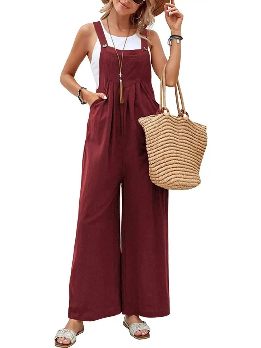 Full Size Square Neck Wide Strap Overalls - Trendsi - Flyclothing LLC