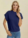 Double Take Full Size Mock Neck Short Sleeve Sweater - Trendsi