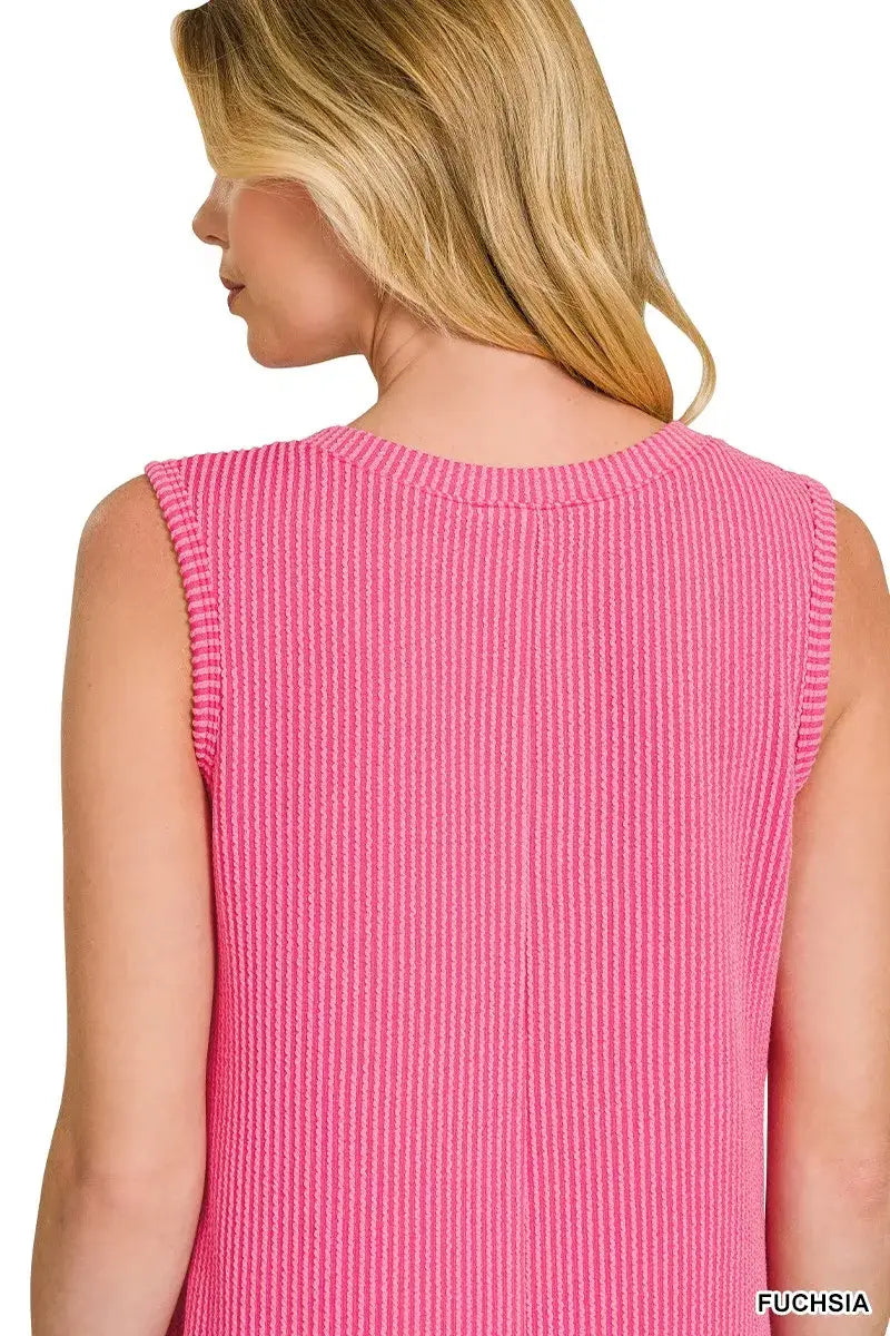 Zenana Raised Rib Sleeveless Mini Dress - Trendsi - Flyclothing LLC