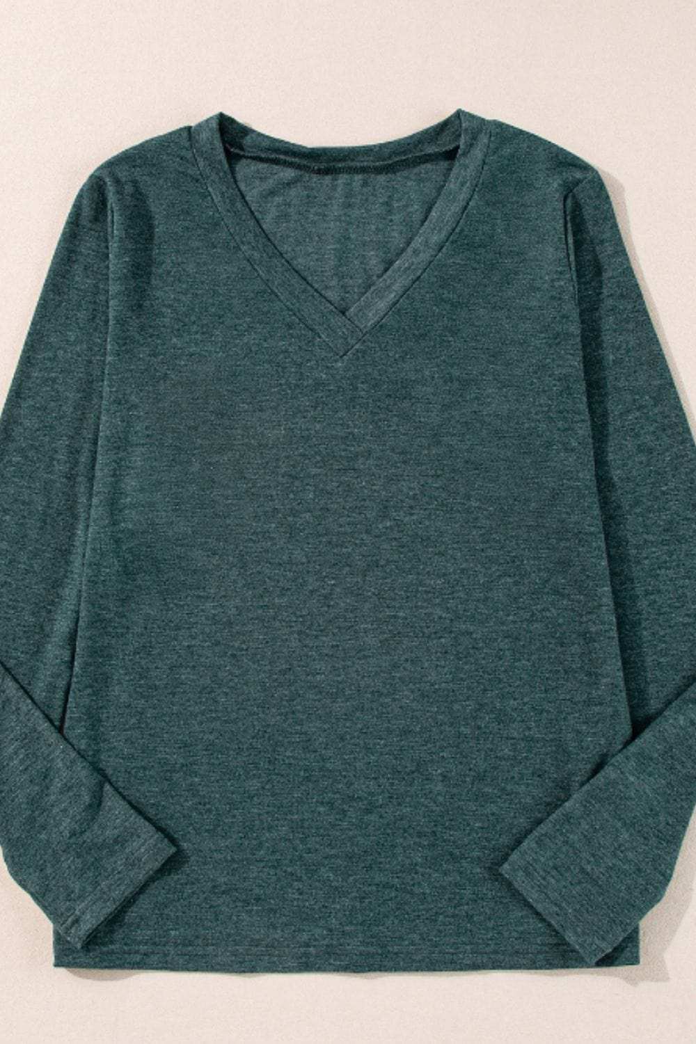 V-Neck Long Sleeve T-Shirt - Trendsi - Flyclothing LLC