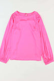 Round Neck Long Sleeve Blouse - Trendsi - Flyclothing LLC