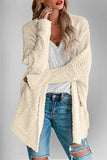 Double Take Pocketed Open Front Long Sleeve Cardigan - Trendsi