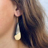 Brass & Black Horn Bisected Teardrop Earrings - Asha Handicrafts
