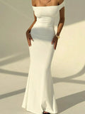 Backless Off-Shoulder Bodycon Mermaid Maxi Dress - Trendsi - Flyclothing LLC