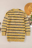 Striped Open Front Long Sleeve Cardigan - Trendsi - Flyclothing LLC