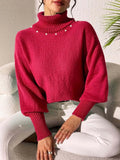 Turtleneck Long Sleeve Sweater - Trendsi