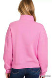 Zenana Fleece High Neck Half Zip Sweatshirt - Trendsi - Flyclothing LLC