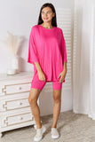 Basic Bae Full Size Soft Rayon Three-Quarter Sleeve Top and Shorts Set