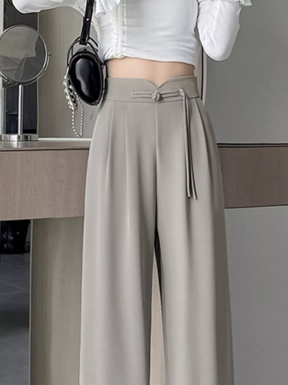 High-Waisted Wide-Leg Pants - Trendsi - Flyclothing LLC